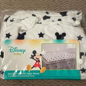 White and Navy Mickey Mouse changing pad cover